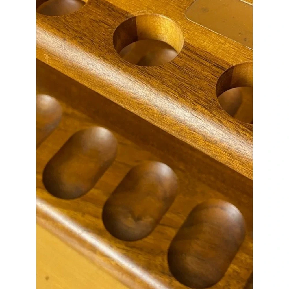 Decatur Industries Genuine Walnut 24 Pipe Rack Stand Vintage DECO Wood Display